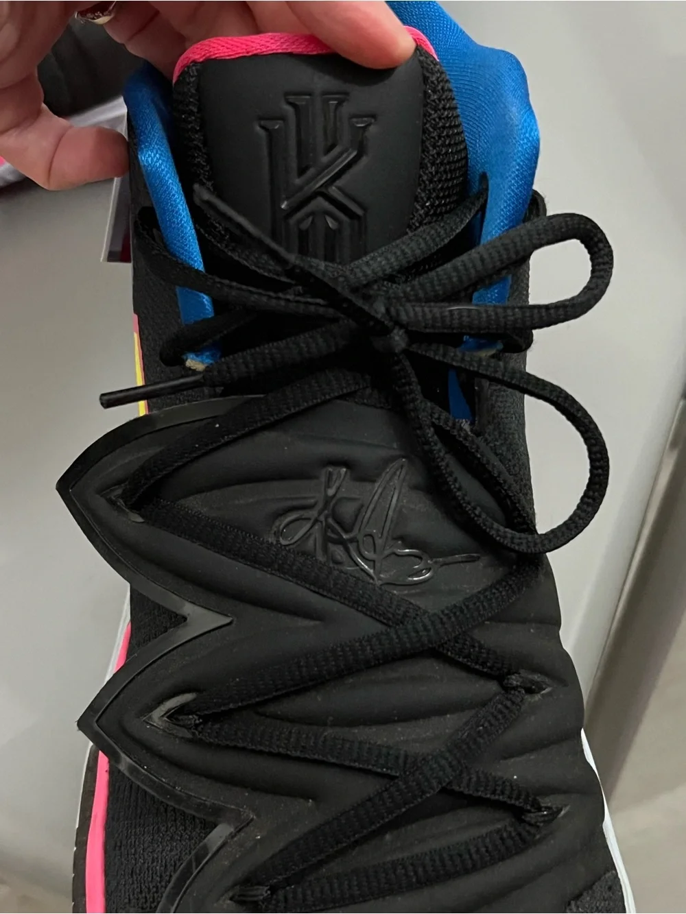 Nike Black Sneakers with Pink, Blue & Neon Yellow Accents